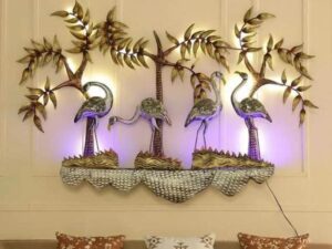 Amazing 4 crane led wall decor for home decor