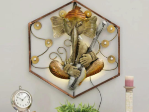 Hexagon Ganesh Wall Decor with Led light