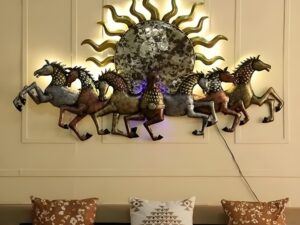 Best Antique Small 7 Running Sun Horse Wall Art Led Small